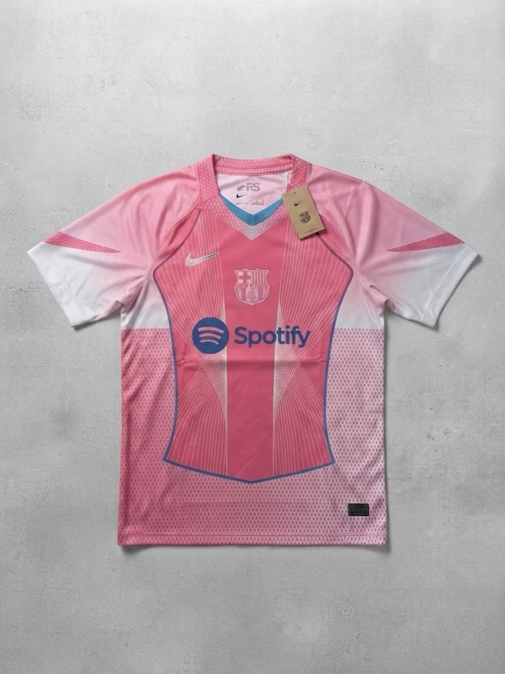 NWT FC Barcelona Pink White Spotify Soccer Jersey - Medium